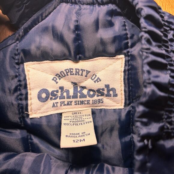 OshKosh B’gosh 12M Navy Snow Bib Overalls Toddler Winter Ski Pants - Picture 2 of 3